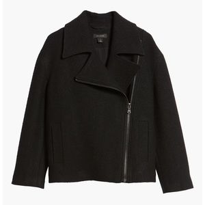 Halogen Boiled Wool Moto Jacket, Size M, Black from Nordstrom